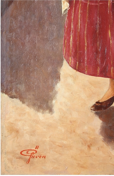 Artwork by Sirri Eldem, Sırrı Eldem Veiled Girl Oil Painting, Made of oil painting on plywood