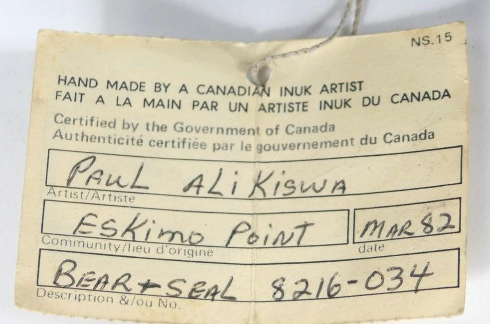 Artwork by Paul Alikiswa, Bear and Seal, Made of Stone sculpture