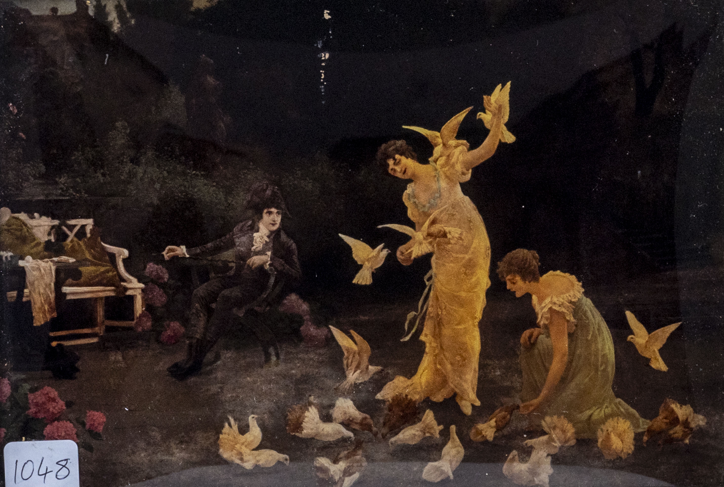 Artwork by Hermann Vogler, Feeding Doves