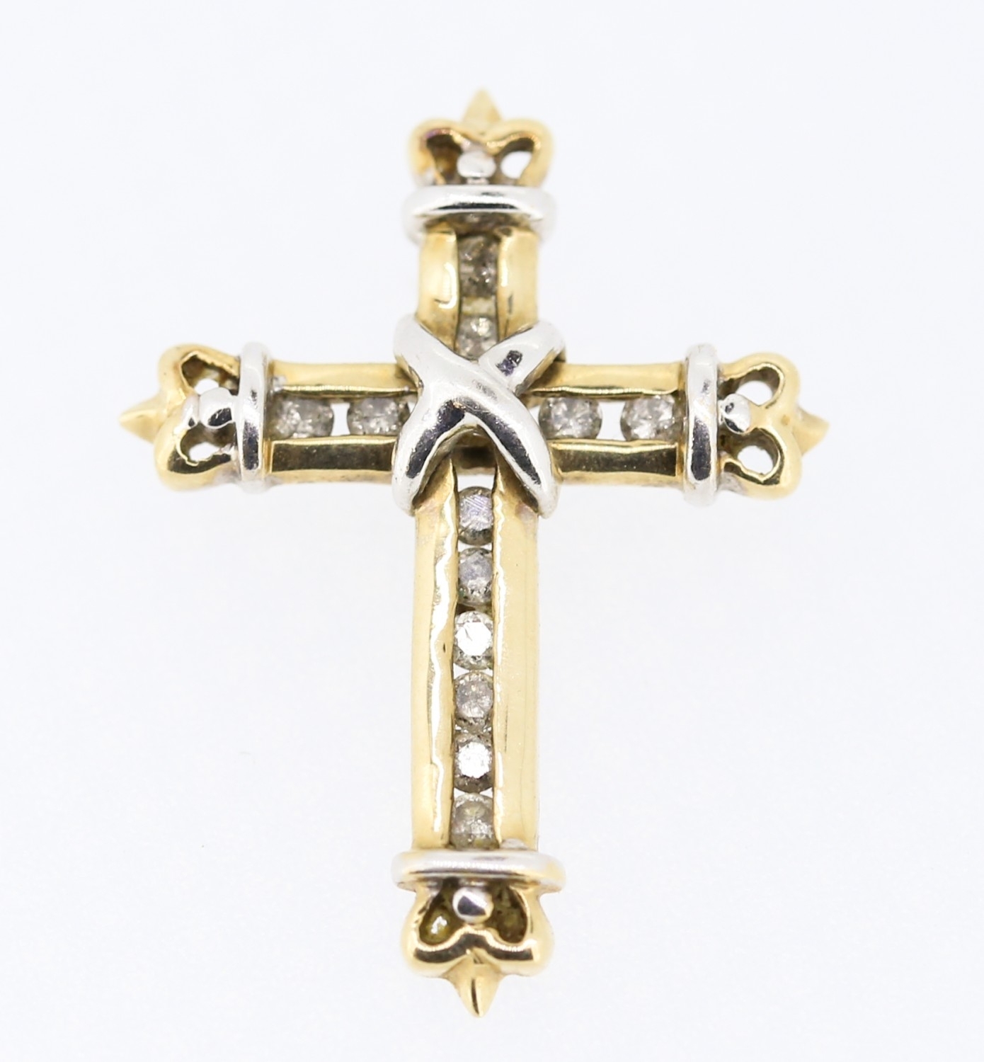 Diamond | Diamond Set Cross Pendant Mounted in 10 Carat Yellow and Whi ...