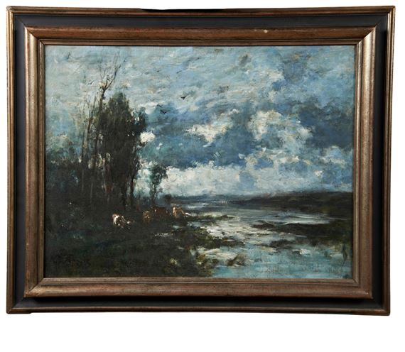 depicting cattle beside a river