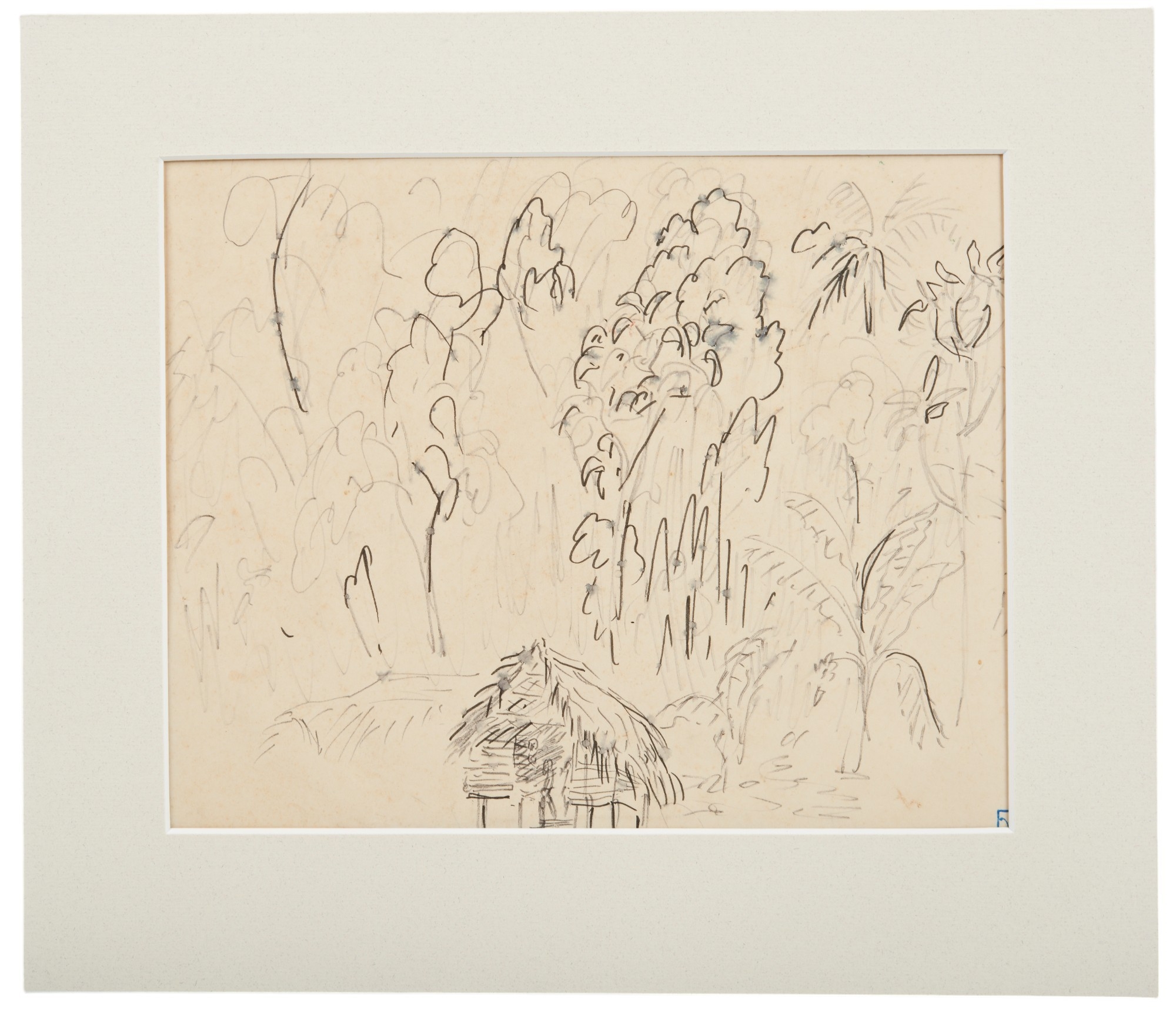 Vivien John | VIVIEN JOHN TWO INK DRAWINGS OF RURAL ASIAN SCEN | MutualArt
