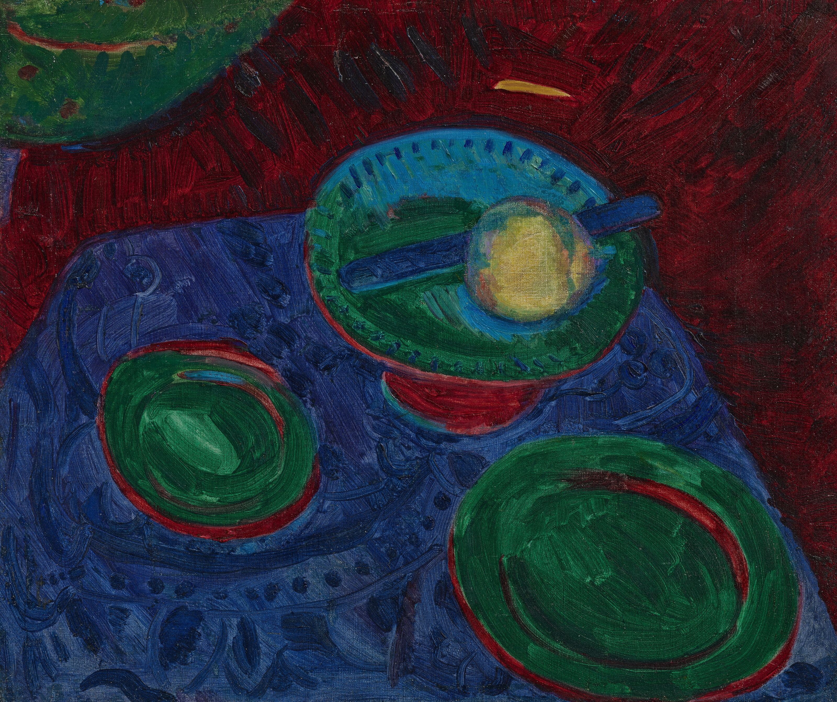 Artwork by Matthew Arnold Bracy Smith, Apple on a Blue Dish, Made of oil on canvas