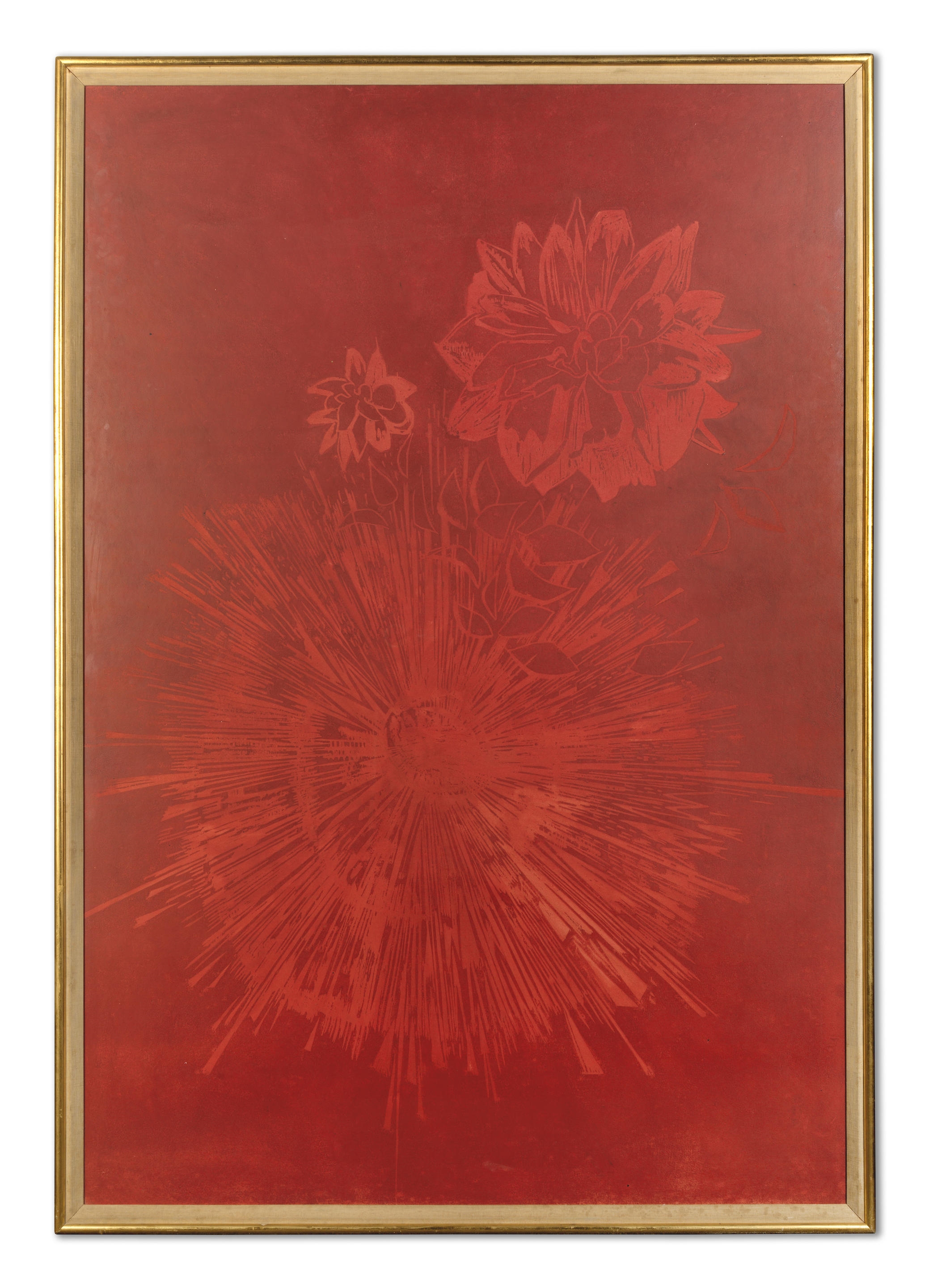 Artwork by Edward Middleditch, Sun and Roses, Made of woodcut on board
