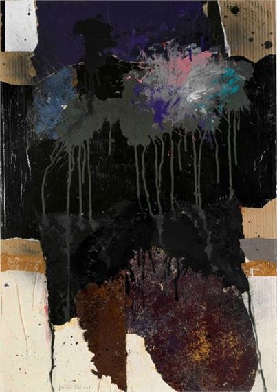 Jean-Paul FRIOL (1948-2011) Castings on black background Mixed media and collage, signed and dated 2009 lower left. 100 x 70 cm - Jean-paul Friol