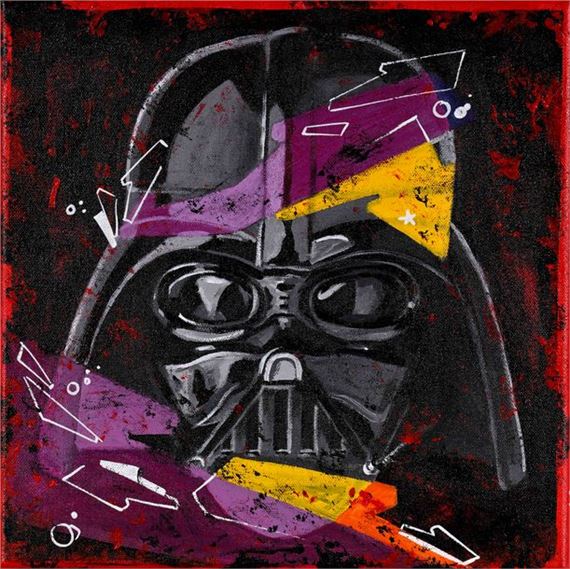 PIEK 7 (Pierre Zoller, born 1977) Yoda and Vader, 2018 Two acrylics on canvas, signed on edge and verso. 30 x 30 cm - Piek7