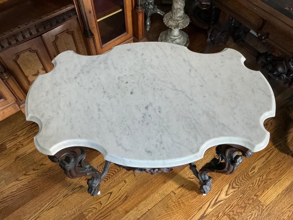 RoCoCo | Rococo Revival Victorian Style Marble Top Table wi | MutualArt