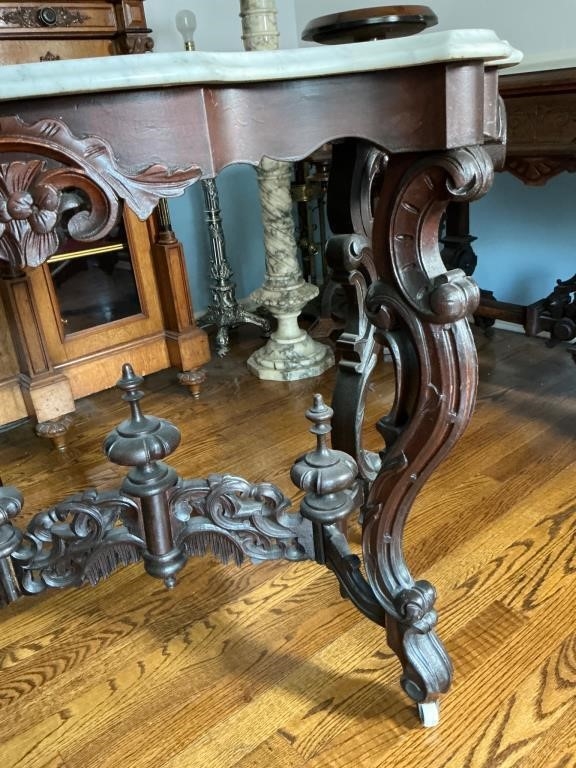 RoCoCo | Rococo Revival Victorian Style Marble Top Table wi | MutualArt