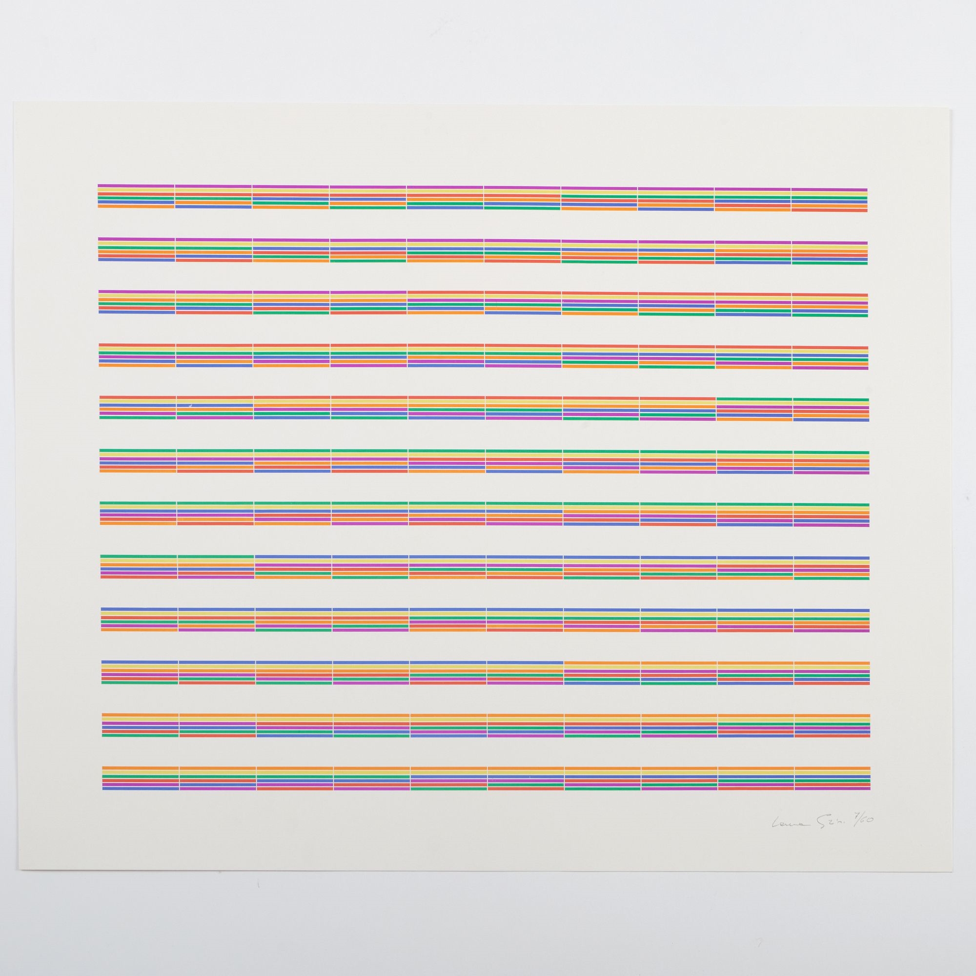 Artwork by Laura Grisi, Stripes, Made of lithographs in colors on smooth wove paper