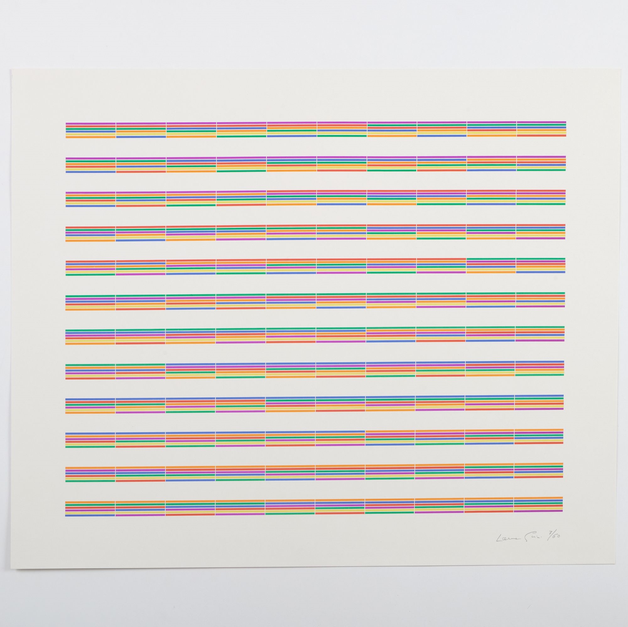 Artwork by Laura Grisi, Stripes, Made of lithographs in colors on smooth wove paper