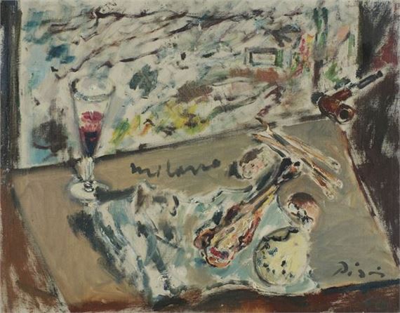 Natura morta con coscia di pollo by Filippo de Pisis, 1940