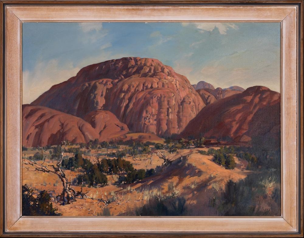 Artwork by Alan Robert Colquhoun Grieve, Approach to Katajuta (The Olgas), Made of oil on canvas on board