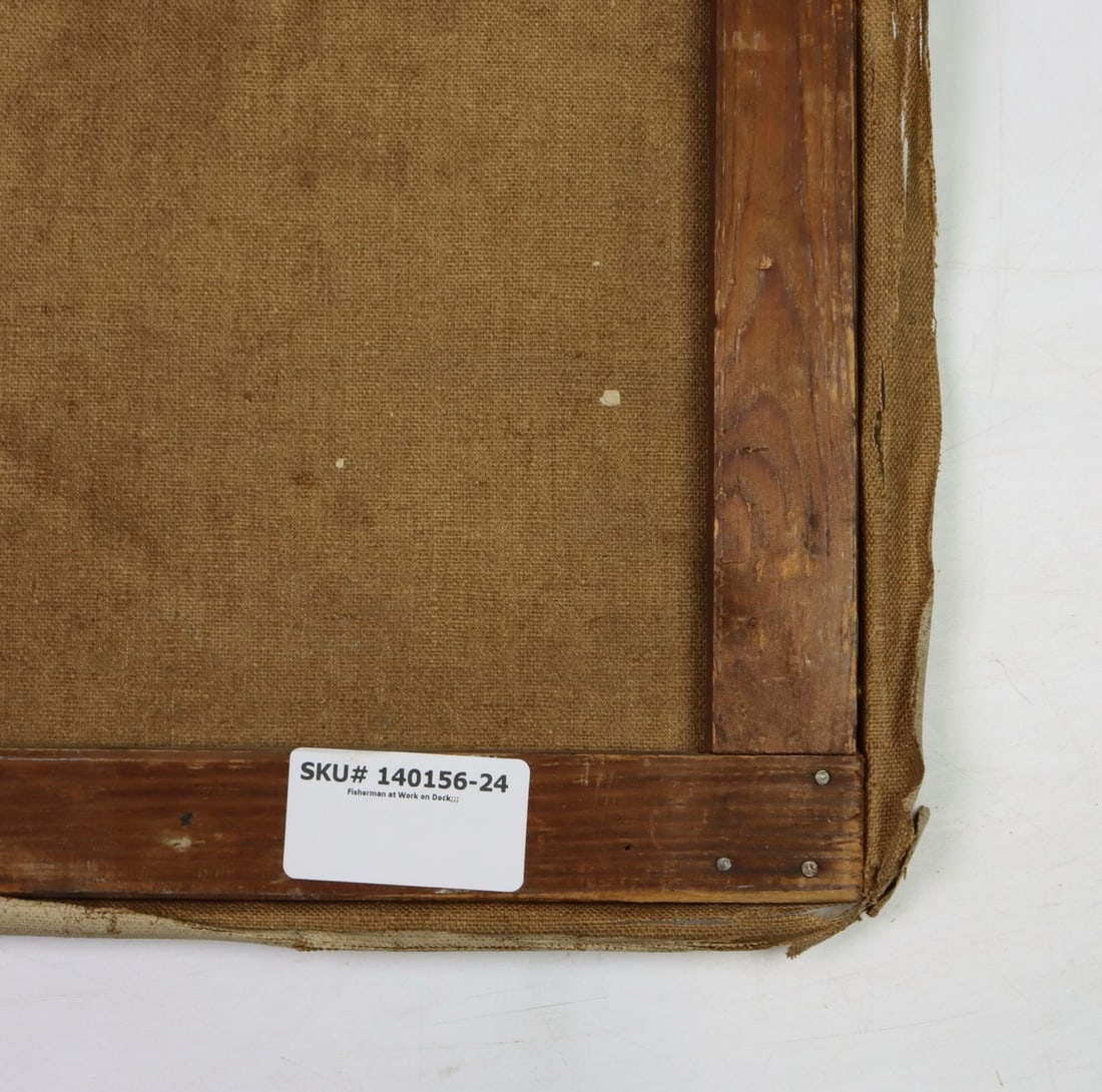 Artwork by Joseph Biel, Fisherman at Work on Dock, Made of oil on canvas