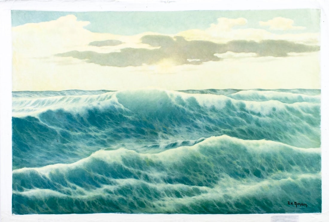Artwork by Edouard Mandon, Seascape, Made of oil on canvas
