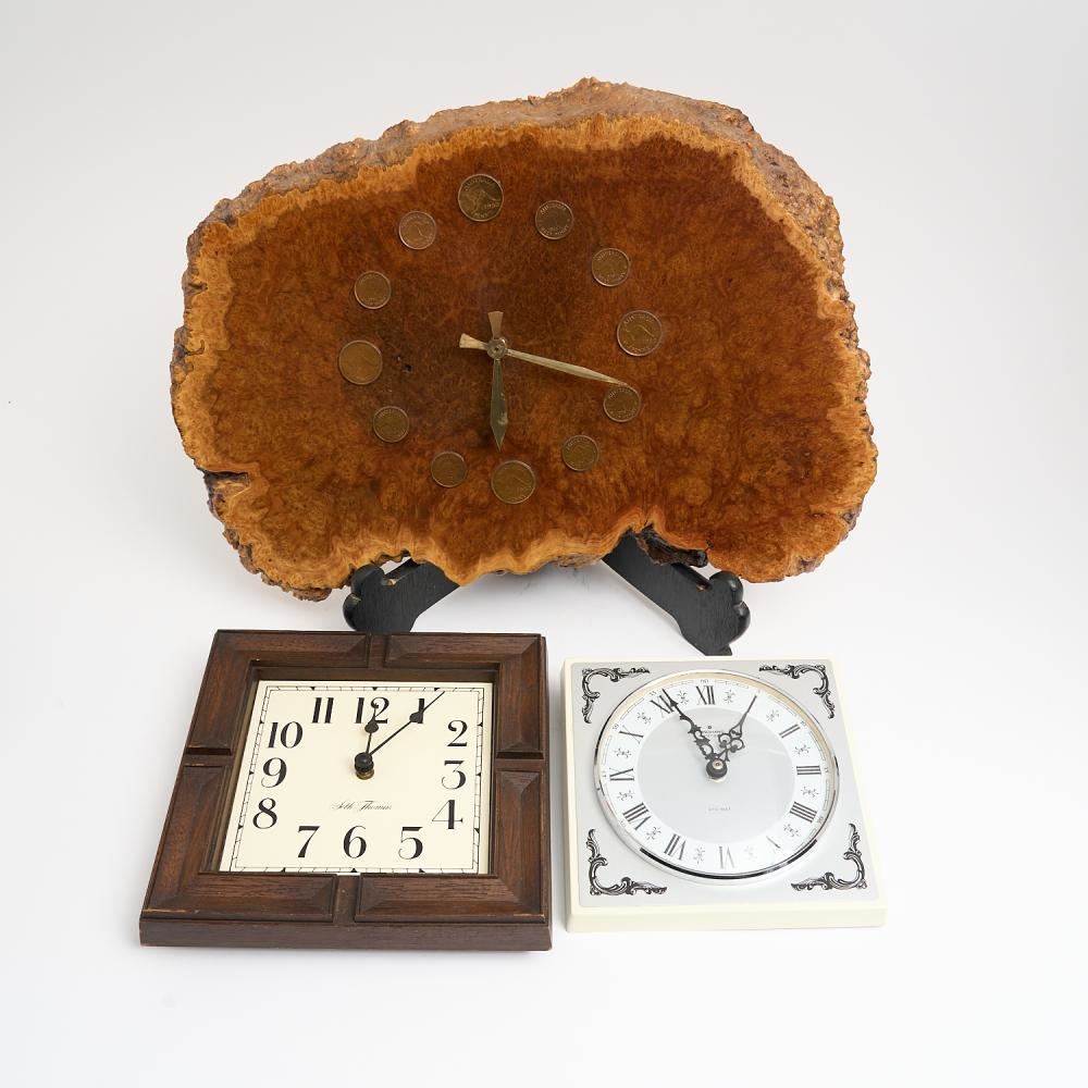 Seth Thomas | A GROUP OF THREE WALL CLOCKS INCLUDING A BURLWOOD CLOCK ...