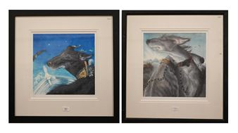 Fionn's favourite hunting hounds; Captain Ahrab's navigator - Kate Leiper