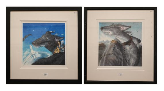 Fionn's favourite hunting hounds; Captain Ahrab's navigator - Kate Leiper