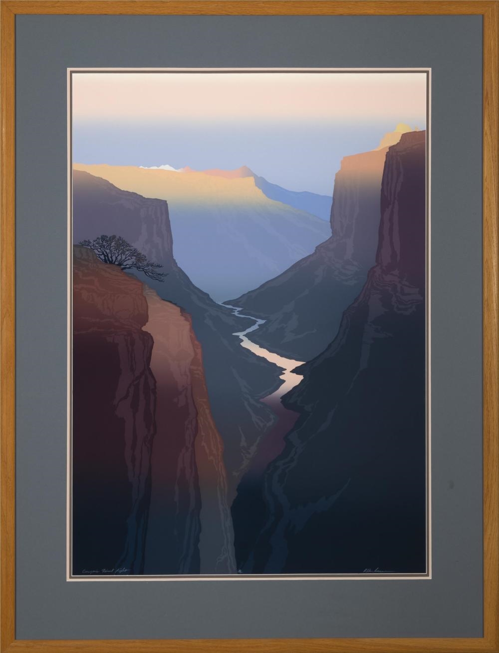 Artwork by Ron Hoeksema, Canyon’s First Light, Made of serigraph