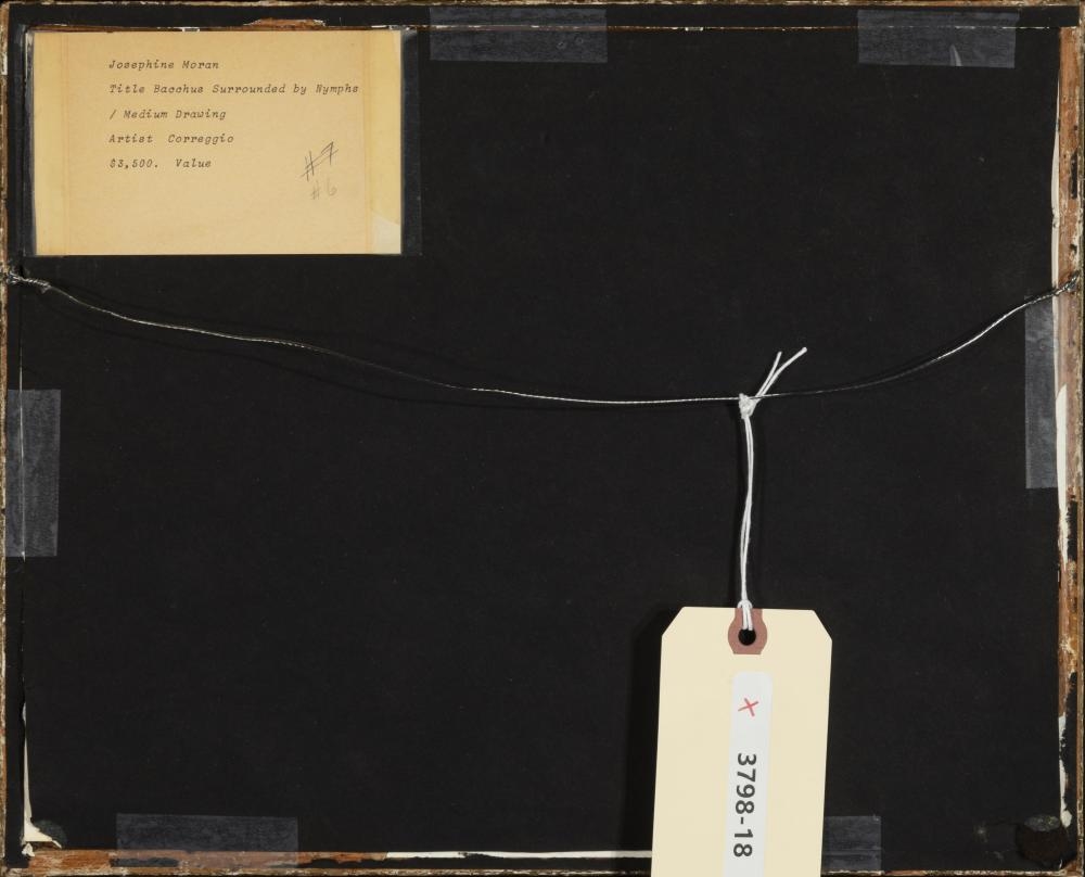 Artwork by Correggio, Bacchus Surrounded by Nymphs, Made of red chalk on paper