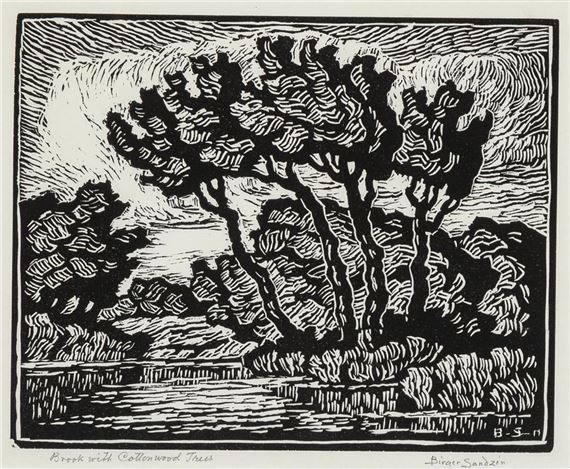 Brook with Cottonwood Trees