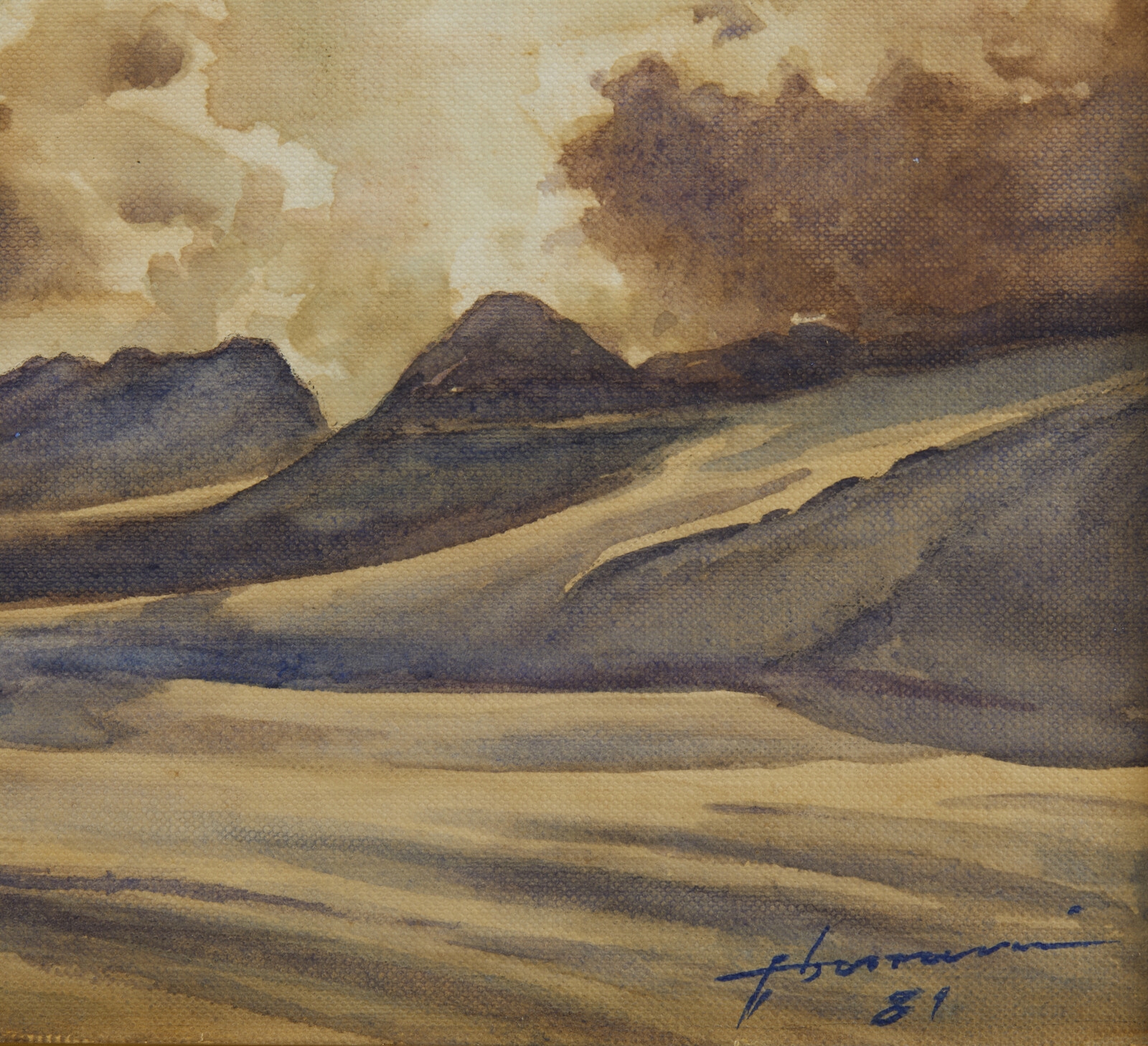 Artwork by Fausto Borrani, Mountain landscape, Made of Watercolour on paper
