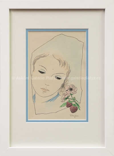 Artwork by Toyen, Dívka s jahodami, Made of colored zinograph on paper