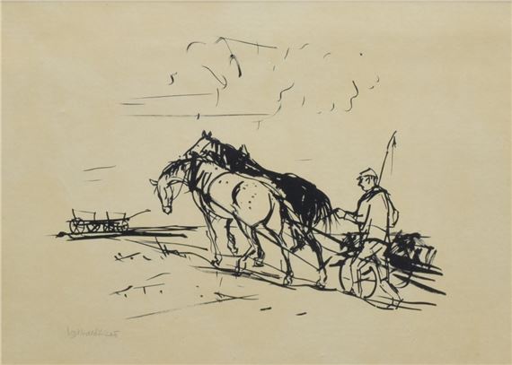 Cestou na pole by Vojtěch Sedláček, datováno 1944