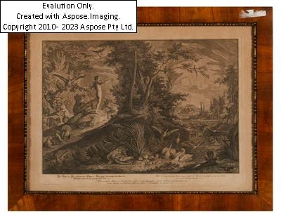 Artwork by Johann Elias Ridinger, (Ulm 1698-1767 Augsburg) Zwei Kupferstiche aus der Folge "Das Paradies oder Die Schöpfung und der Sündenfall des ersten Menschenpaares", Made of copperplate engraving