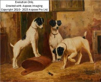 Drei Terrier und ein Hirschkäfer - R. Kienböck