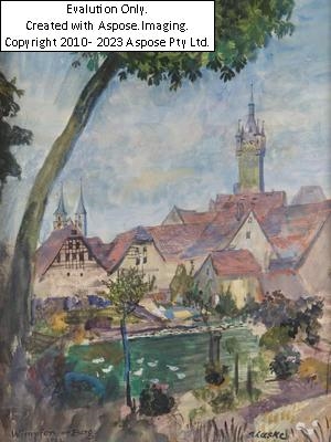 Artwork by Oskar Laske, Wimpfen am Berg, Made of watercolor on paper