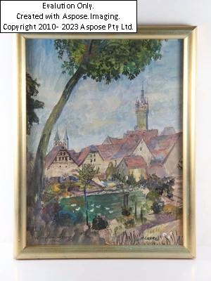 Artwork by Oskar Laske, Wimpfen am Berg, Made of watercolor on paper