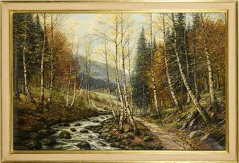 Forest landscape with birch trees - Franz Otto Wieduwilt