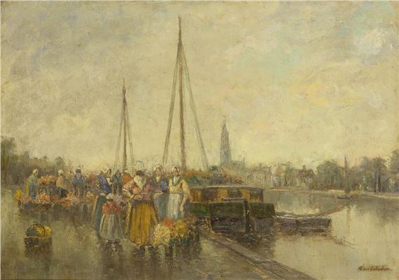 Dutch flower market at the harbor by Hans Harländer