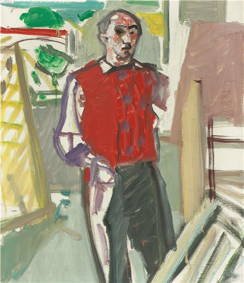 Selbstbildnis mit rotem Pullover, Unterengstringen by Max Gubler, circa 1949/1950