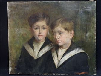 SIMON J (XIXème ?) : Les deux frères en col de marin - J. Simon