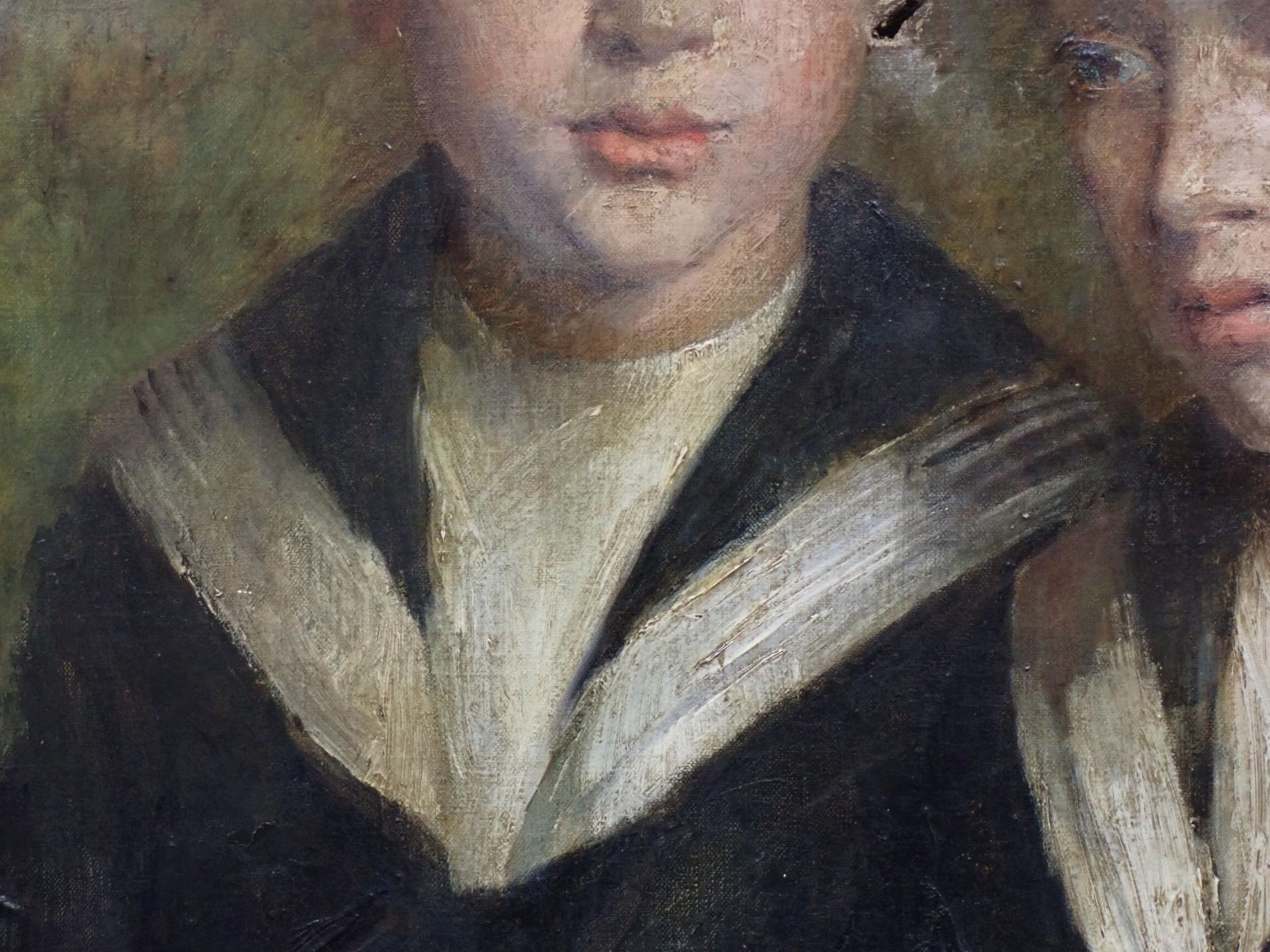 Artwork by J. Simon, SIMON J (XIXème ?) : Les deux frères en col de marin, Made of oil on canvas