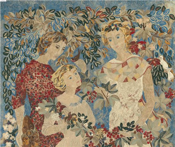 Drei Figuren in Blumenranken - Lissy Funk