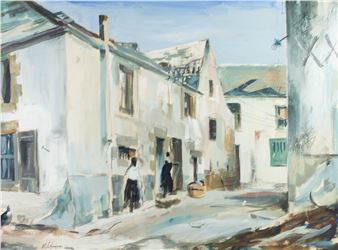 Continental back street scene with two figures - Terry McGlynn