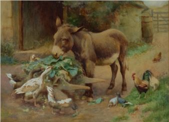 Farm yard animals‘Feeding Time’‘Enough and to Spare’ - Edwin Bottomley