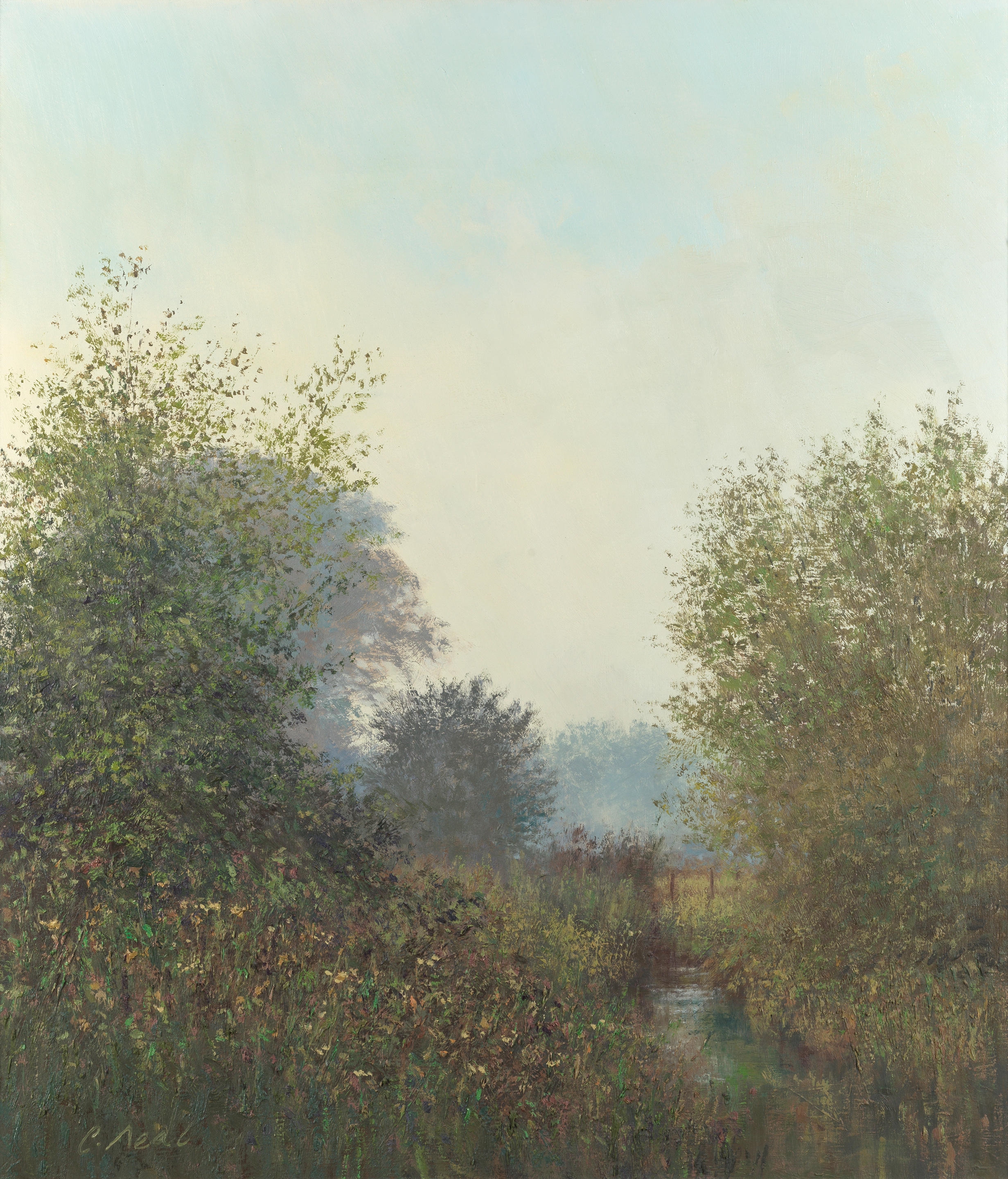 Artwork by Charles Neal, Reeds by a stream, Made of oil on canvas