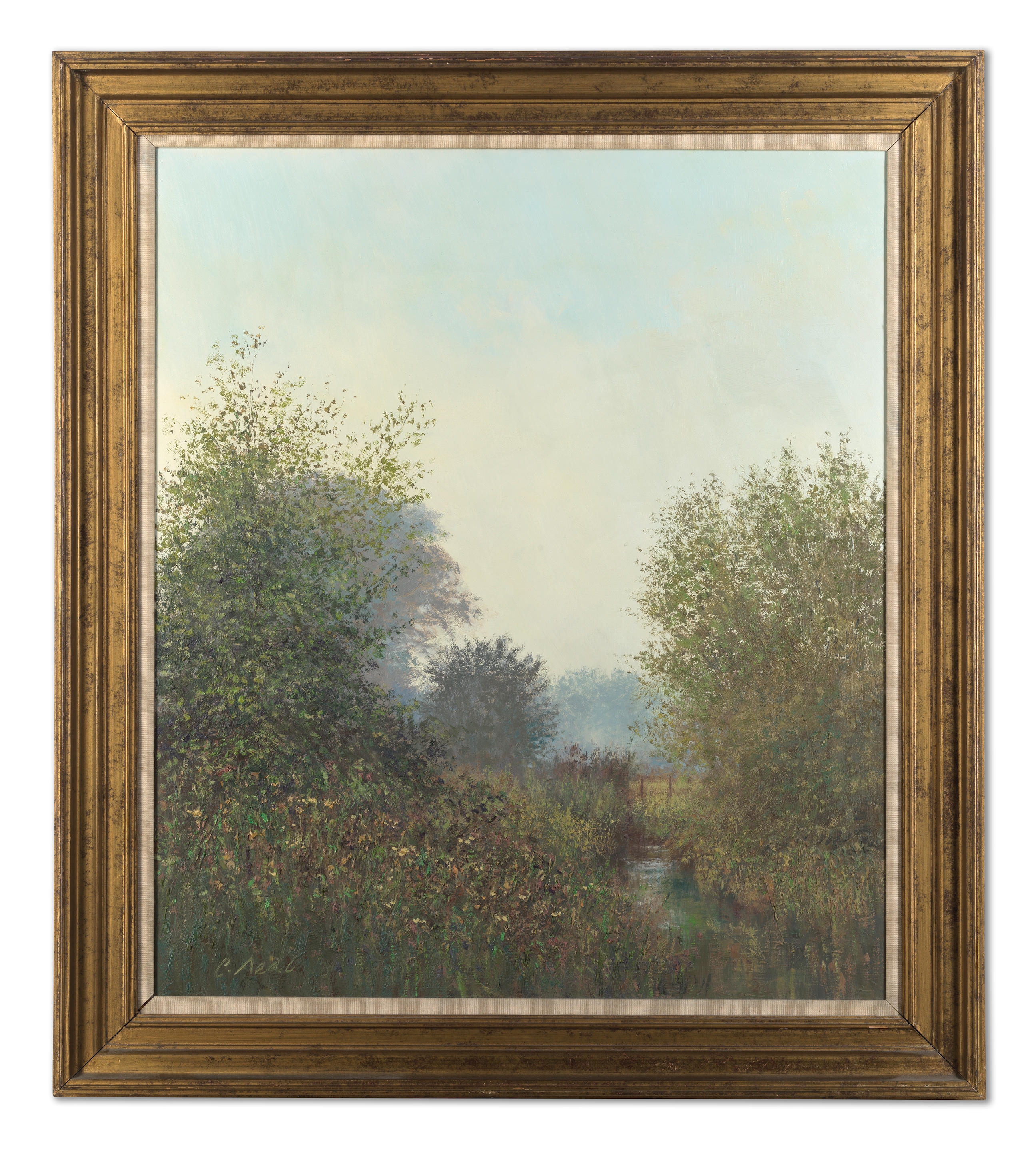 Artwork by Charles Neal, Reeds by a stream, Made of oil on canvas