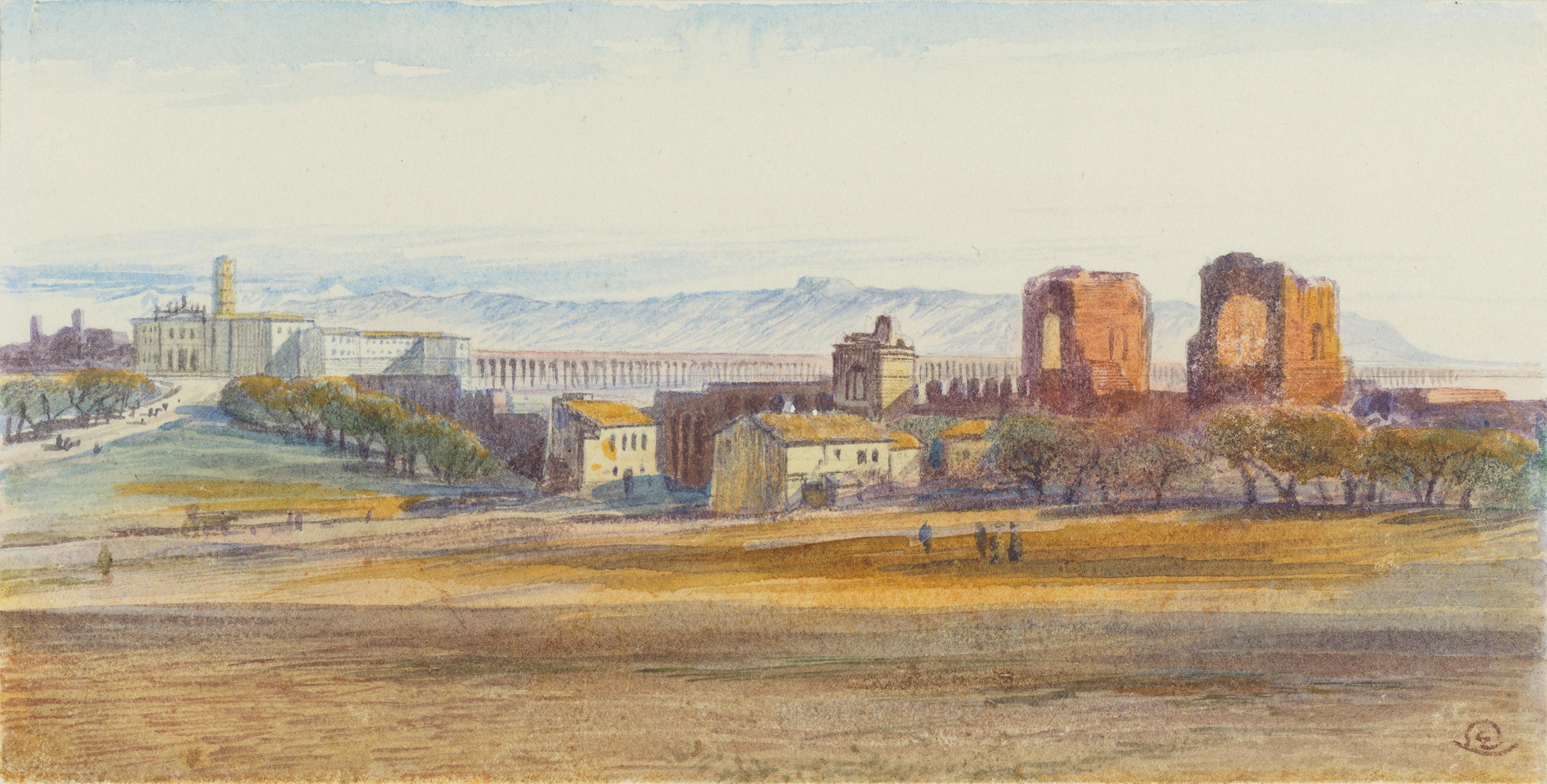 Edward Lear | St John Lateran and the Claudian Aqueduct, Rome | MutualArt