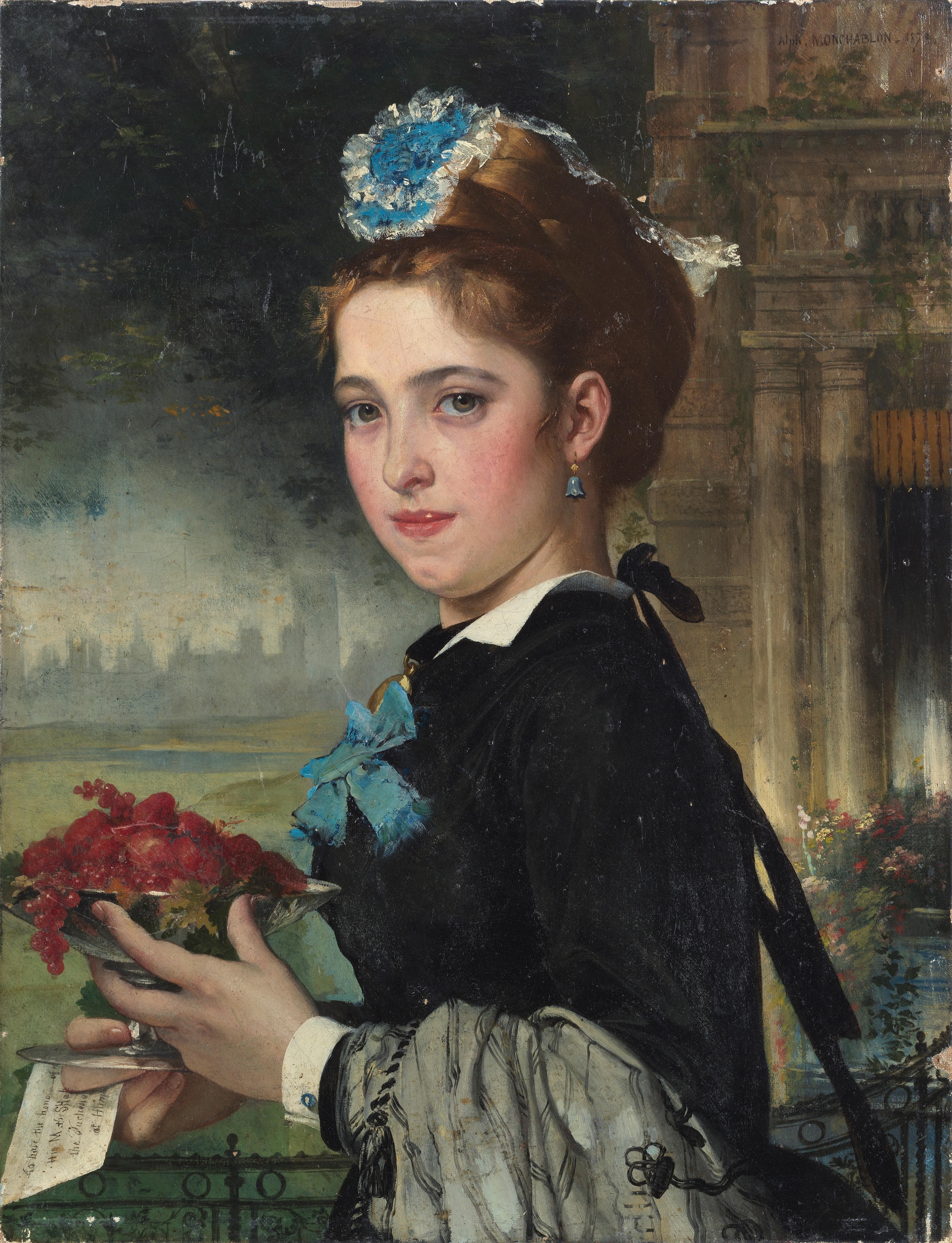 Artwork by Alphonse Monchablon, A social call, Made of oil on canvas