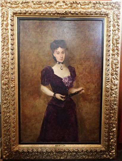 Portrait of Baroness Henry Morio de l'Isle née Marie Zangiacomi by Edouard Alexandre Sain, dated 1879