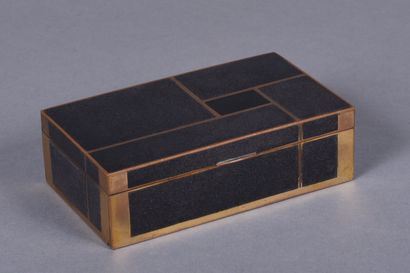 Jean GOULDEN (1878-1946). Card game box in brass and champlevé enamel with geometric decoration - Jean Goulden