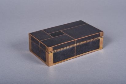 Artwork by Jean Goulden, Jean GOULDEN (1878-1946). Card game box in brass and champlevé enamel with geometric decoration, Made of preparatory drawing