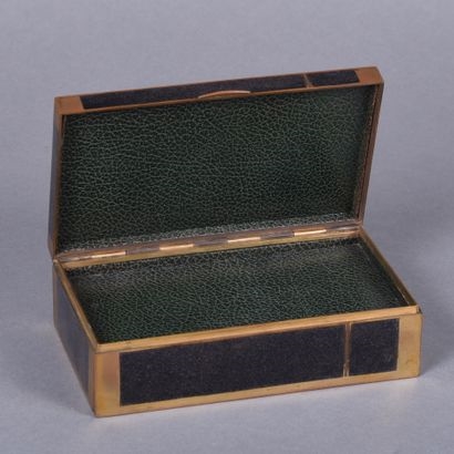 Artwork by Jean Goulden, Jean GOULDEN (1878-1946). Card game box in brass and champlevé enamel with geometric decoration, Made of preparatory drawing