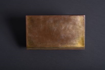 Artwork by Jean Goulden, Jean GOULDEN (1878-1946). Card game box in brass and champlevé enamel with geometric decoration, Made of preparatory drawing