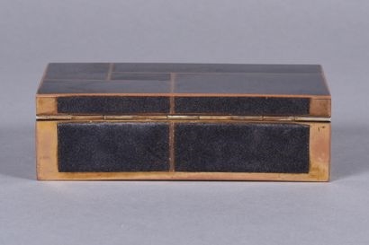 Artwork by Jean Goulden, Jean GOULDEN (1878-1946). Card game box in brass and champlevé enamel with geometric decoration, Made of preparatory drawing