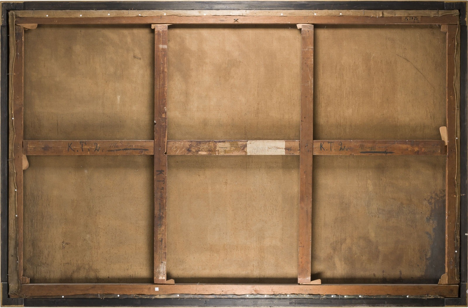 Artwork by Gustav Eggena, MONUMENTALGEMÄLDE MIT DARSTELLUNGEN VON VERMUTLICH STEUEREINNEHMERN UND MÖNCHEN AUF EINEM WALDWEG. 1897, Made of Oil on canvas